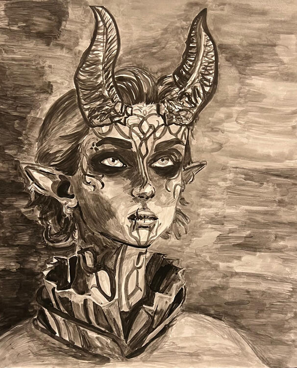 Portrait of Tav, ink